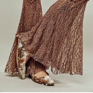 Free people raw umber mesh bell bottom pants.
